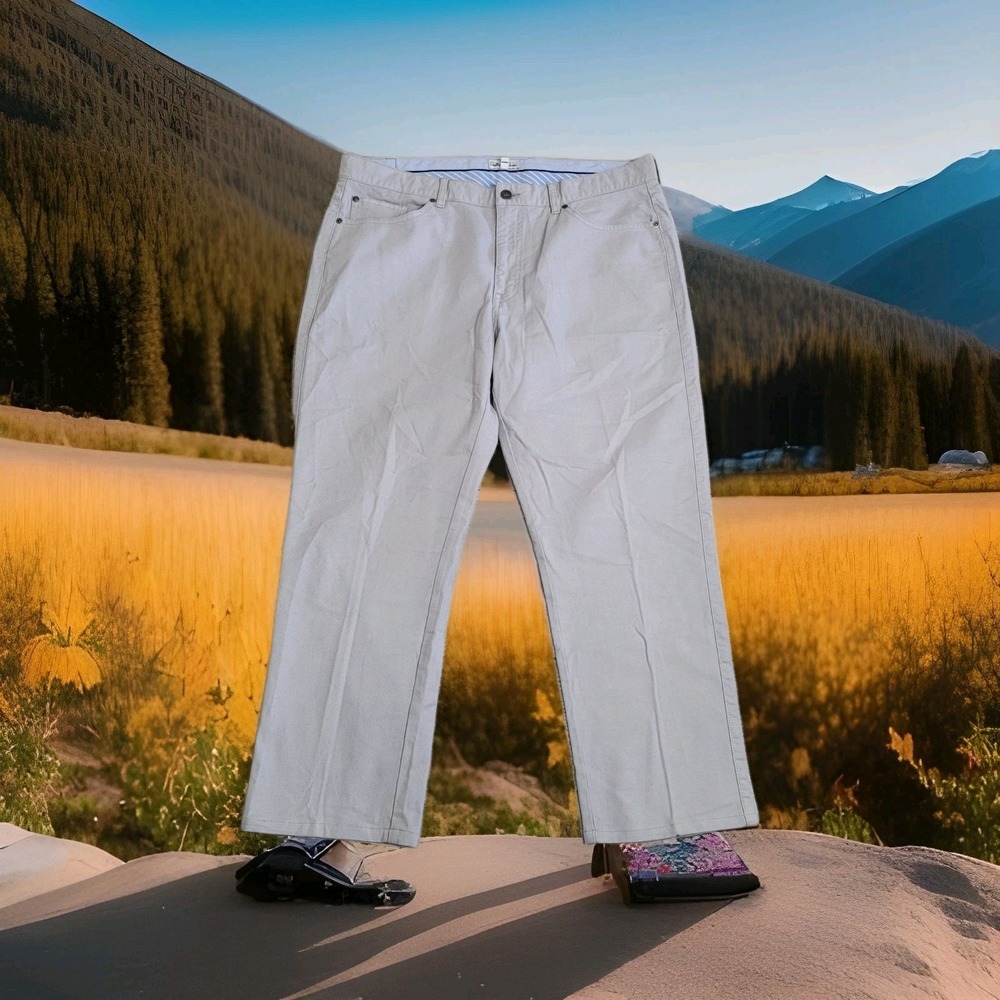 Peter Millar Pants Men 38x28 Light Gray‎ Crown Vintage Five Pocket Canvas Golf